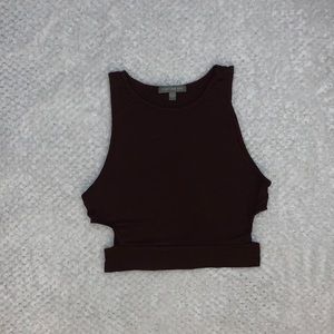 Maroon crop top with side cut outs